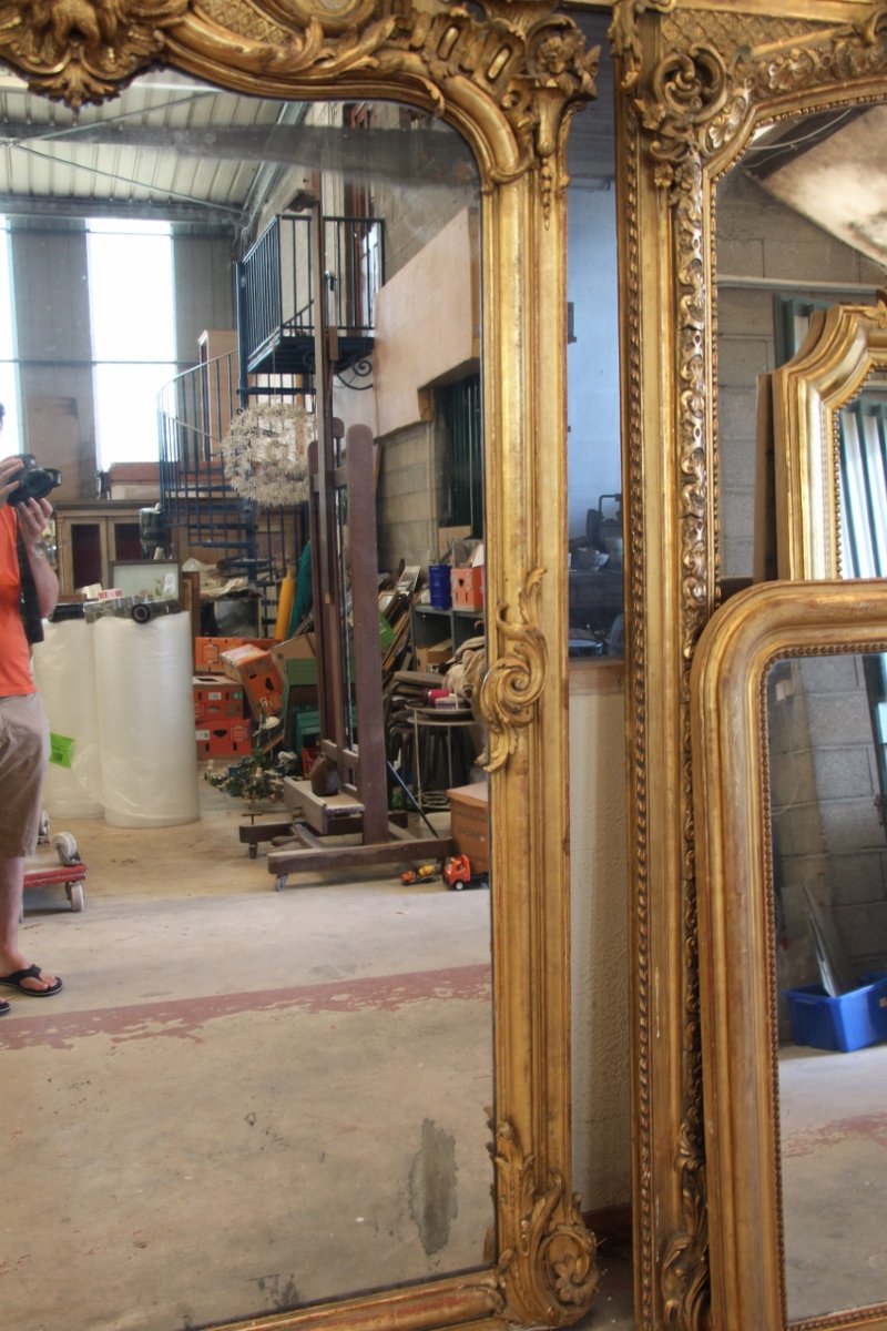 grand miroir doré Napoleon III au masque -photo-6