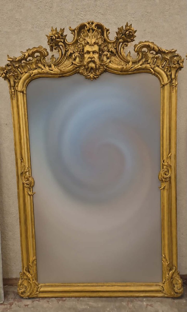 grand miroir doré Napoleon III au masque 