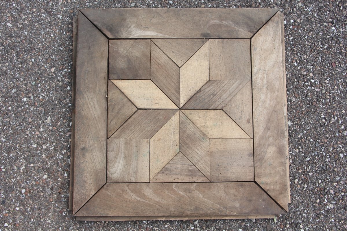 lot de 70 plaques de parquet 19eme en étoile bois massif-photo-2