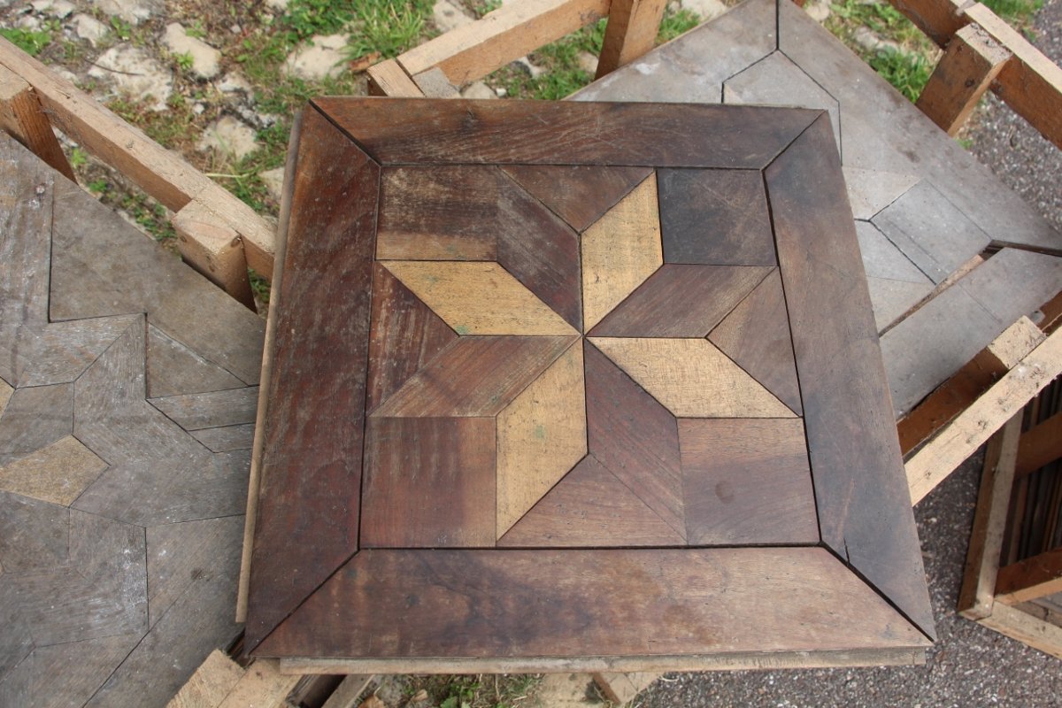 lot de 70 plaques de parquet 19eme en étoile bois massif-photo-4