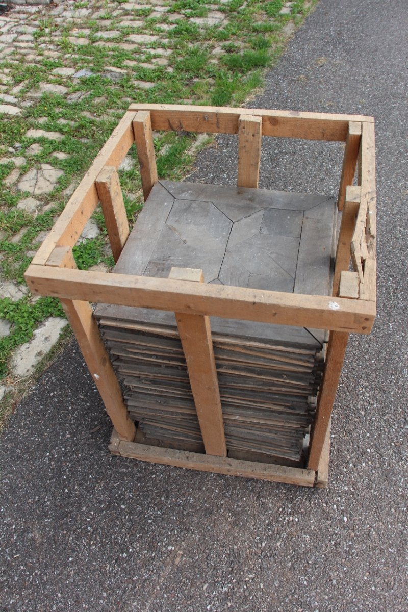 lot de 70 plaques de parquet 19eme en étoile bois massif-photo-1