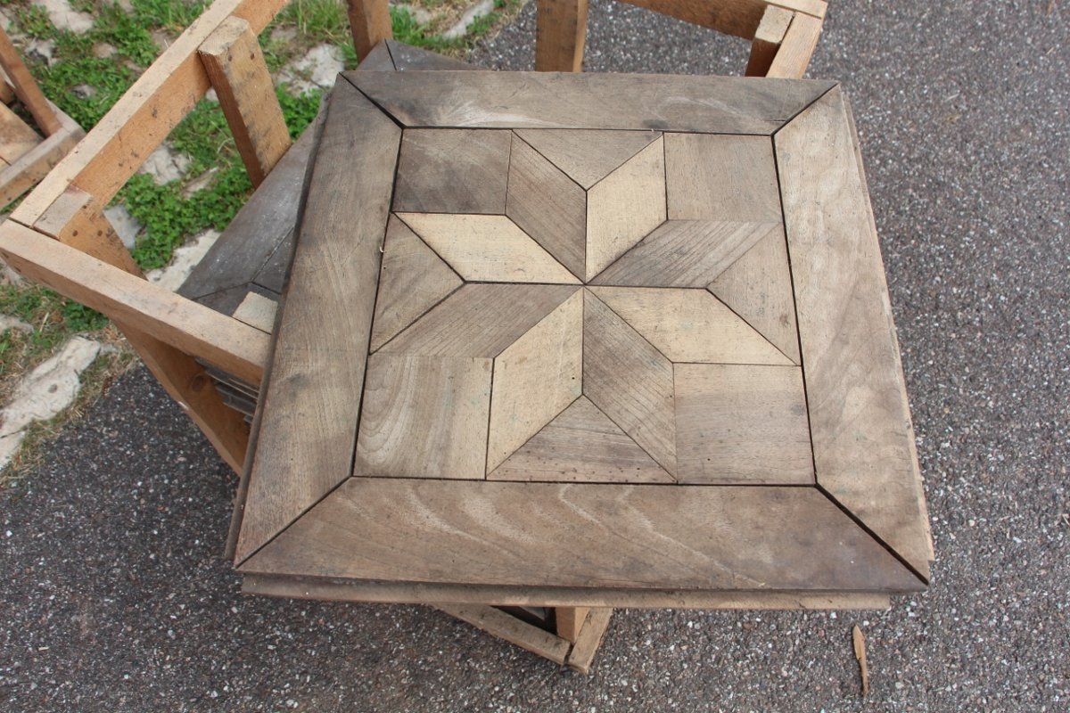 lot de 70 plaques de parquet 19eme en étoile bois massif-photo-2