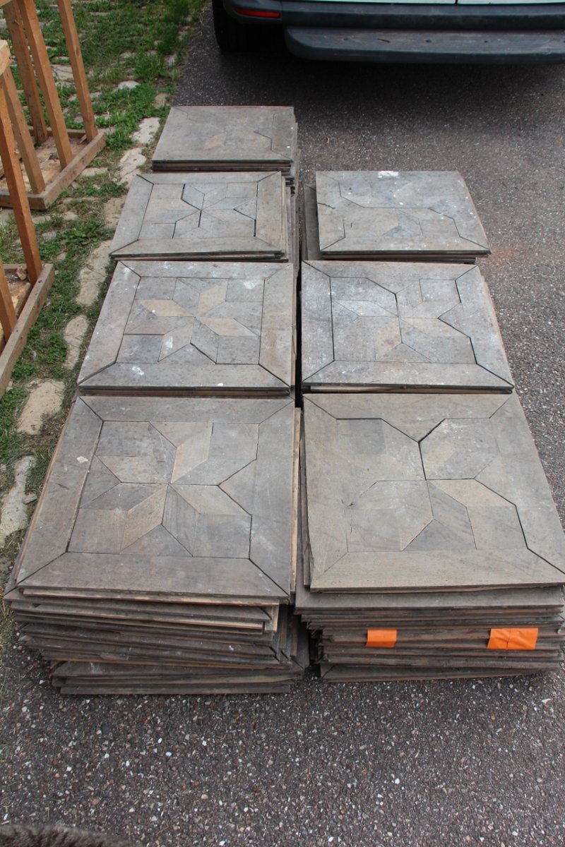 lot de 70 plaques de parquet 19eme en étoile bois massif-photo-4