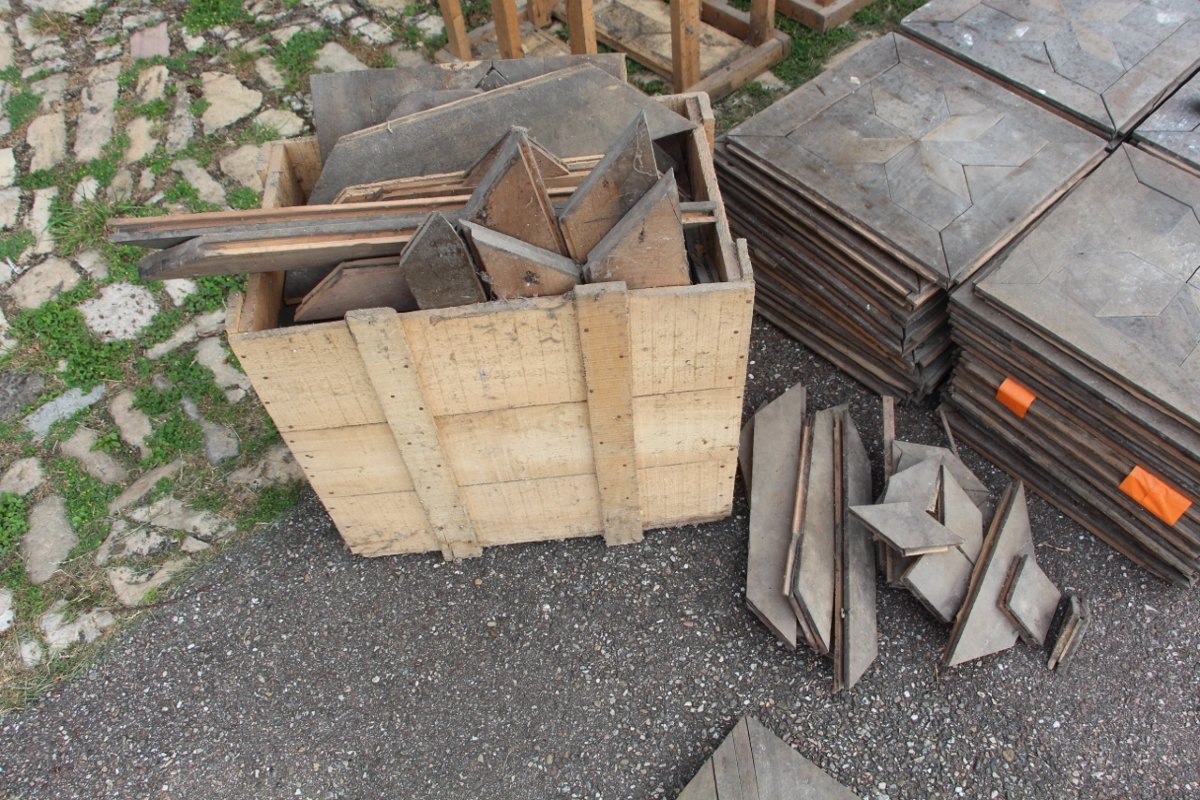 lot de 70 plaques de parquet 19eme en étoile bois massif-photo-5