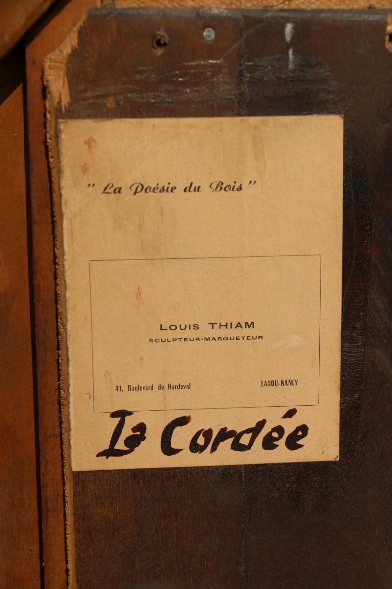 Large Marquetry Piece Titled "la Cordée" By Louis Thiam (1914–1973)-photo-4