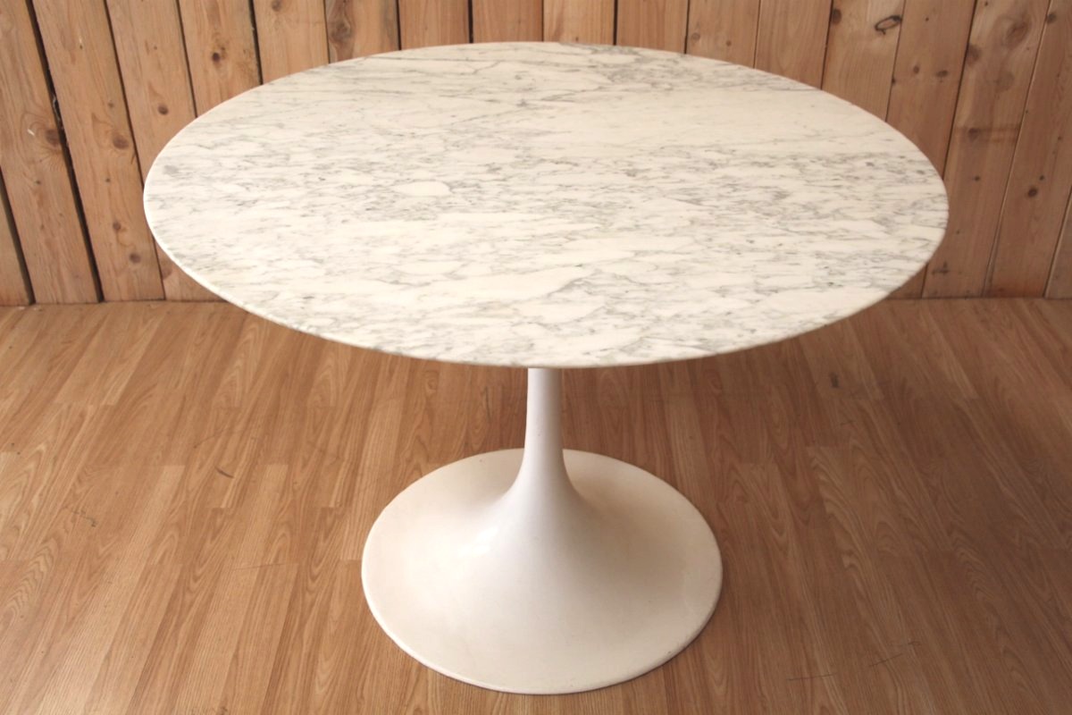 Table ronde Tulipe en marbre Calacatta de Eero Saarinen - Ø 107 cm - Knoll-photo-4