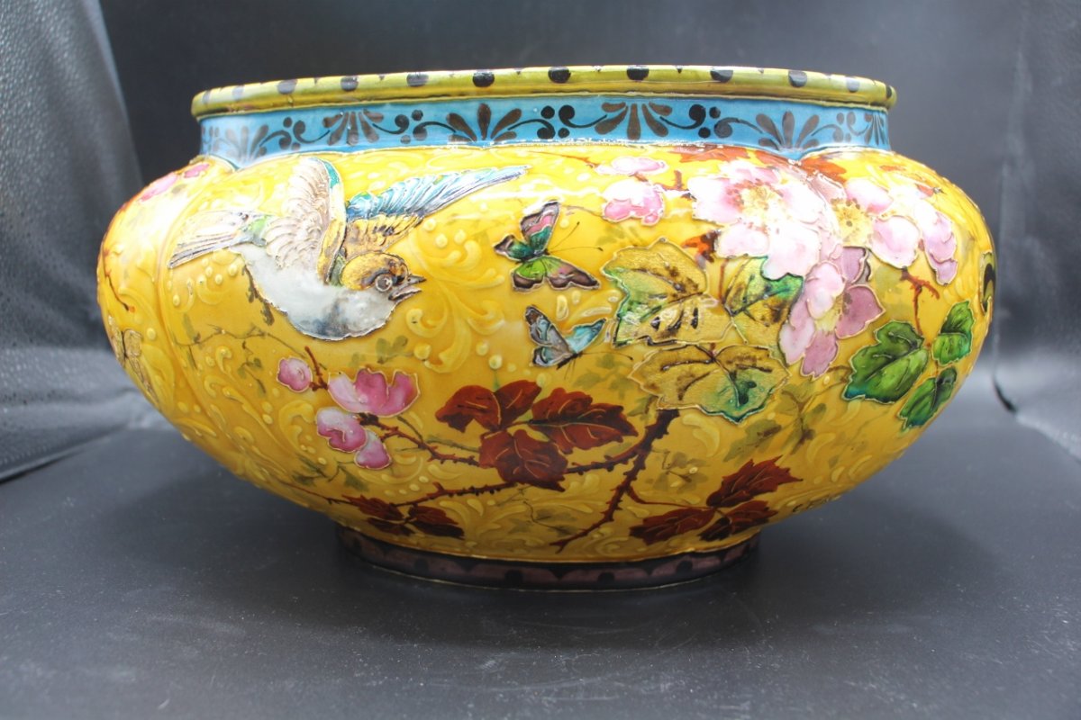 19th-century Earthenware Planter Attributed To Felix Optat Milet -photo-2