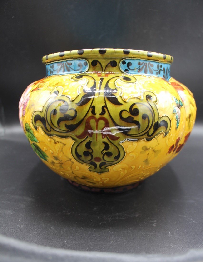 19th-century Earthenware Planter Attributed To Felix Optat Milet -photo-3