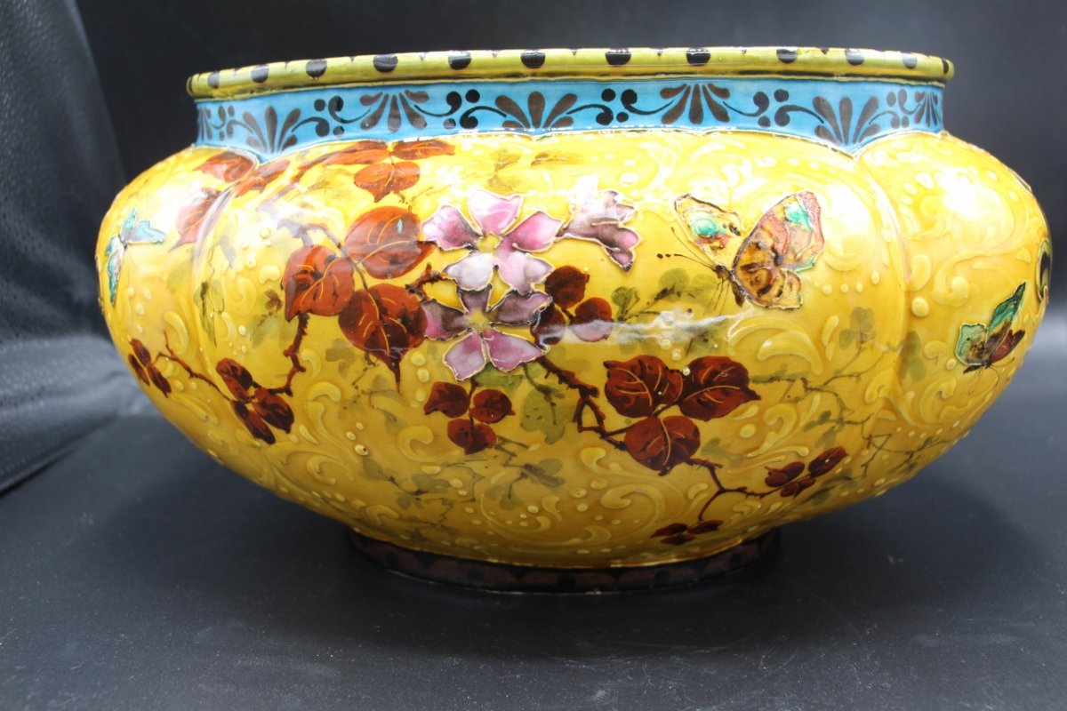 19th-century Earthenware Planter Attributed To Felix Optat Milet -photo-4