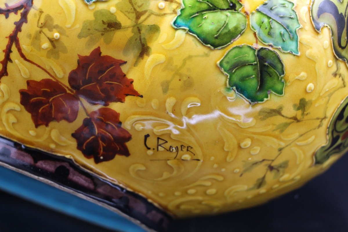 19th-century Earthenware Planter Attributed To Felix Optat Milet -photo-3