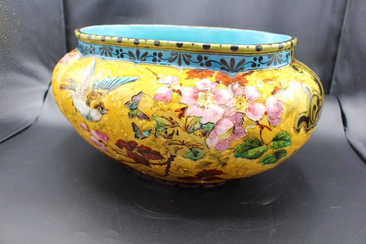 19th-century Earthenware Planter Attributed To Felix Optat Milet -photo-6