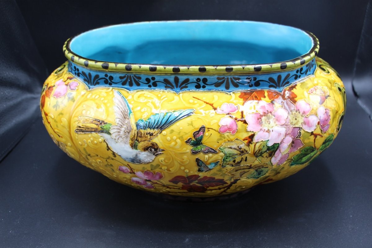 19th-century Earthenware Planter Attributed To Felix Optat Milet 