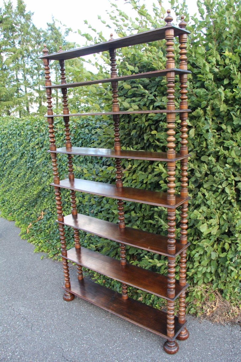 Large Shelf/bookcase Made Of Turned Wood -photo-3