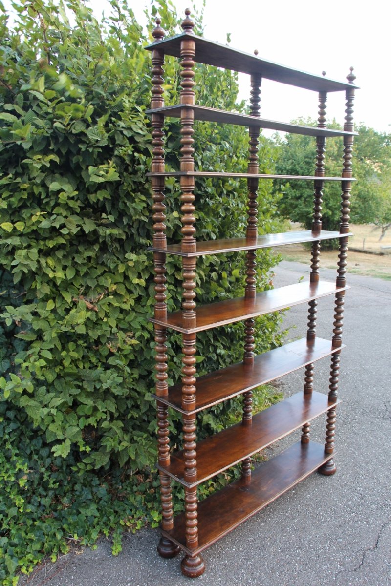 Large Shelf/bookcase Made Of Turned Wood -photo-4