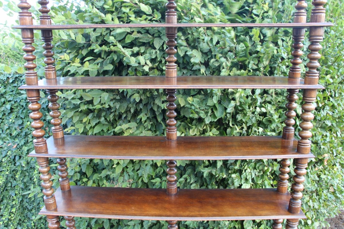 Large Shelf/bookcase Made Of Turned Wood -photo-2