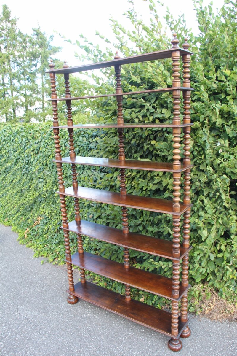 Large Shelf/bookcase Made Of Turned Wood 