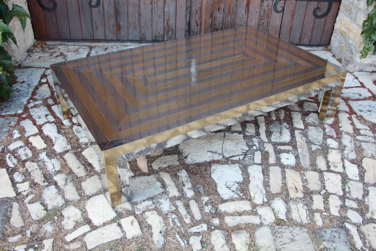 Grande Table Basse Années 70 Attribué A La Maison Jansen-photo-1