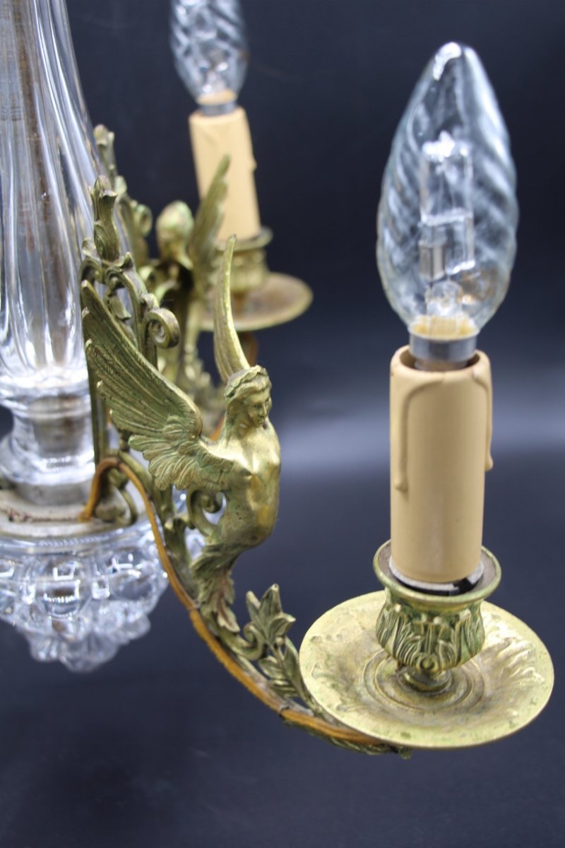 petit lustre en cristal et bronze de la maison baccarat XIXeme-photo-2