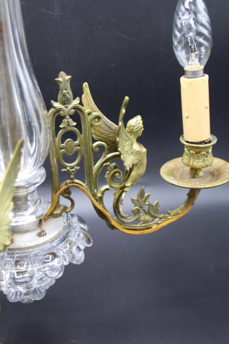 petit lustre en cristal et bronze de la maison baccarat XIXeme-photo-3