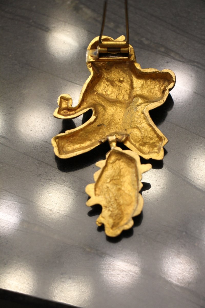 Brooch Signed By Line Vautrin, Made Of Gilded Bronze-photo-1