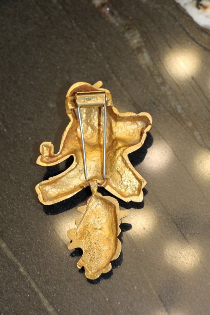 Brooch Signed By Line Vautrin, Made Of Gilded Bronze-photo-2