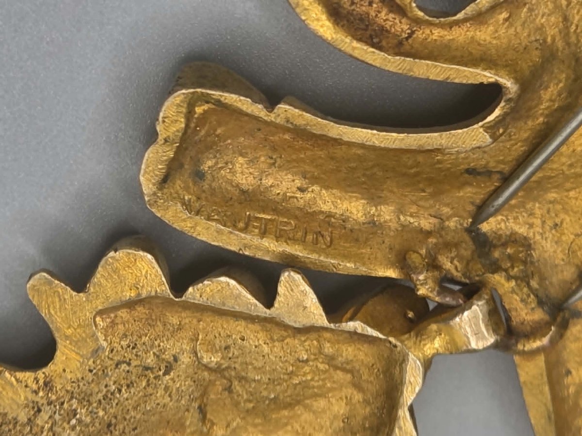 Brooch Signed By Line Vautrin, Made Of Gilded Bronze-photo-3