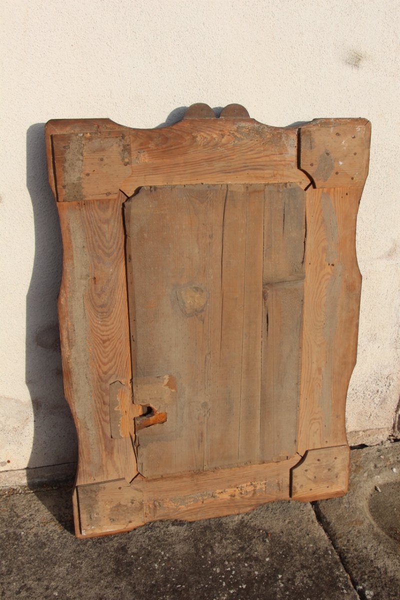 19th-century Tramp Art Mirror Made Of Hand-carved Wood-photo-4