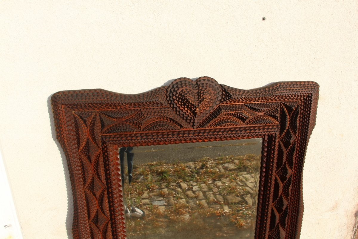 Large 19th-century Tramp Art Mirror-photo-2
