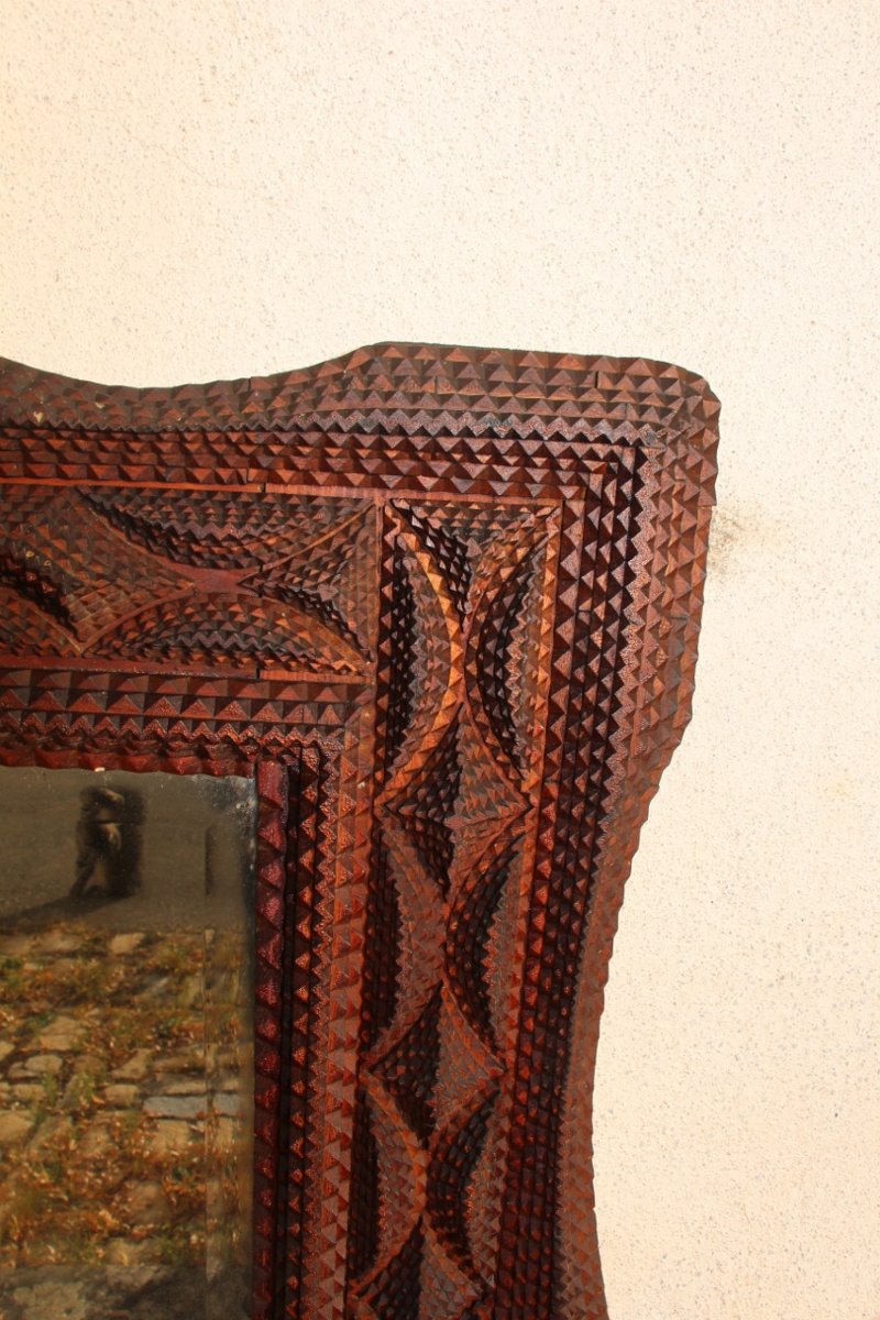 Large 19th-century Tramp Art Mirror-photo-6