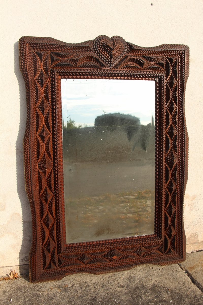 Large 19th-century Tramp Art Mirror