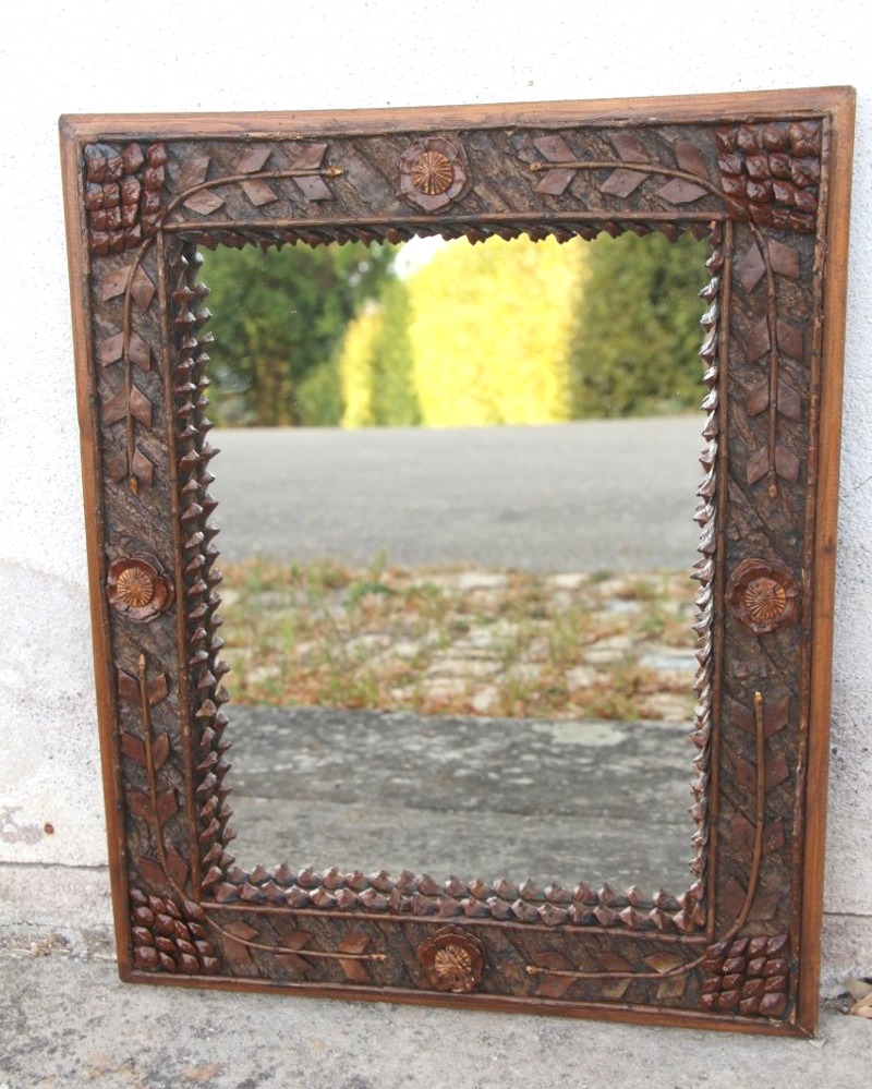 Miroir Foret Noire Tramp Art XIXème 