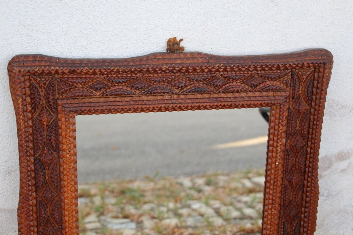 Miroir XIXème Folk Tramp Art -photo-2