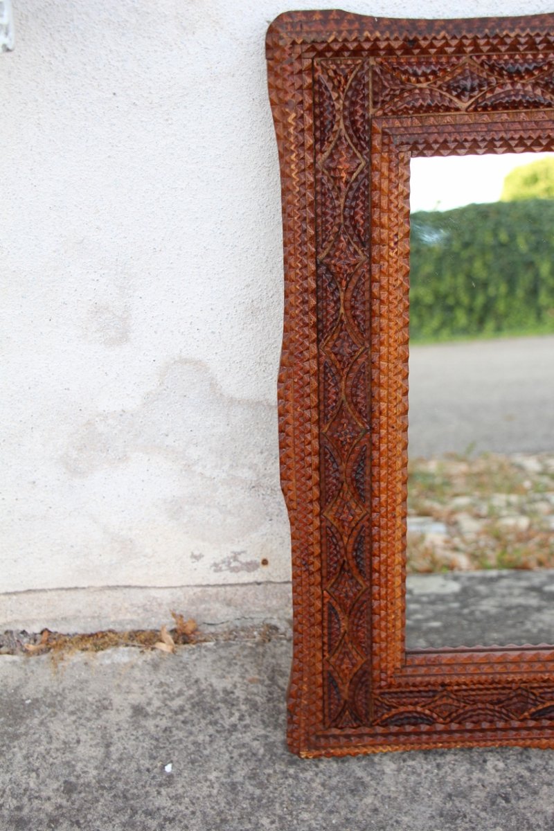 Miroir XIXème Folk Tramp Art -photo-3