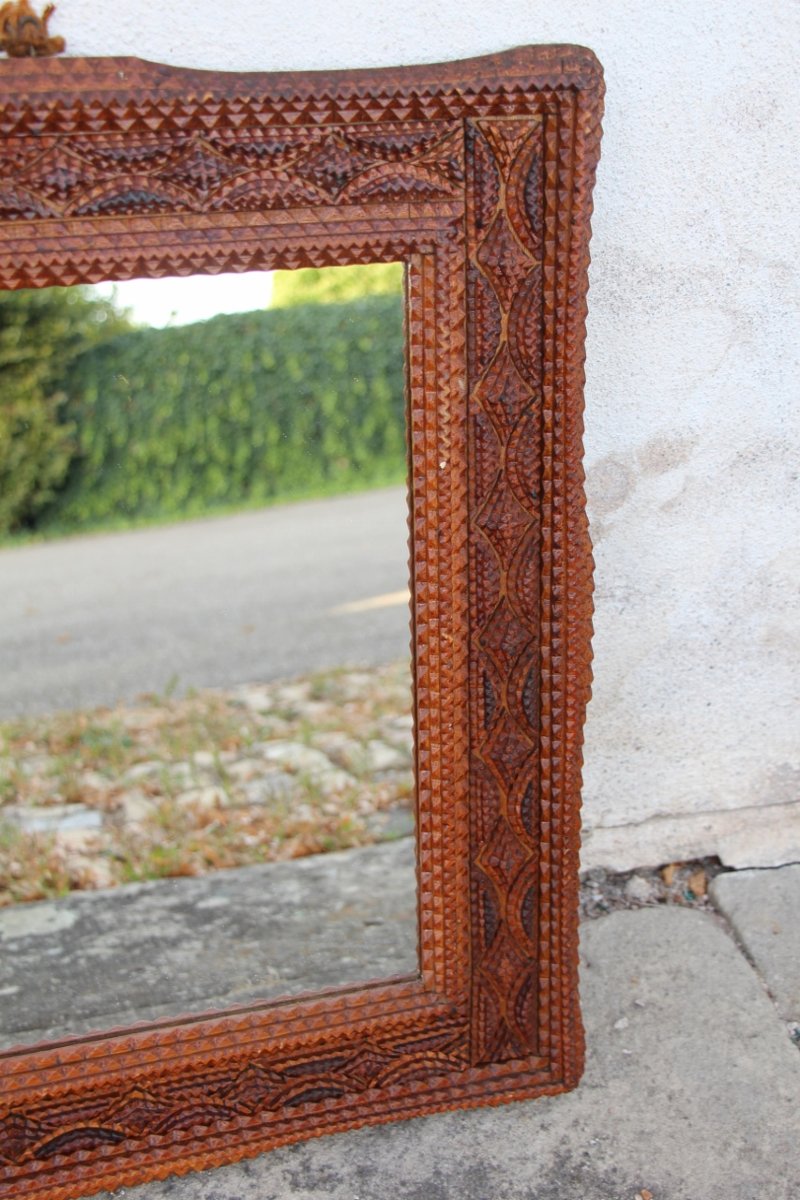 Miroir XIXème Folk Tramp Art -photo-4