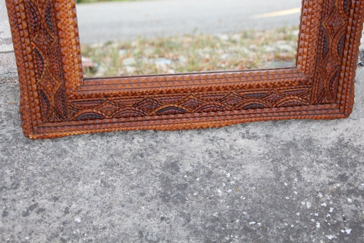 Miroir XIXème Folk Tramp Art -photo-1