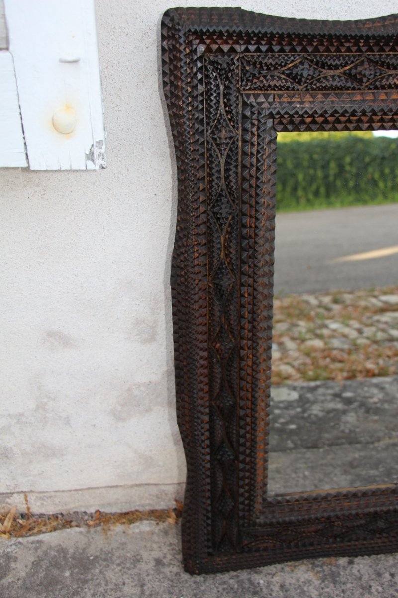 19th-century Tramp Art-style Mirror-photo-3