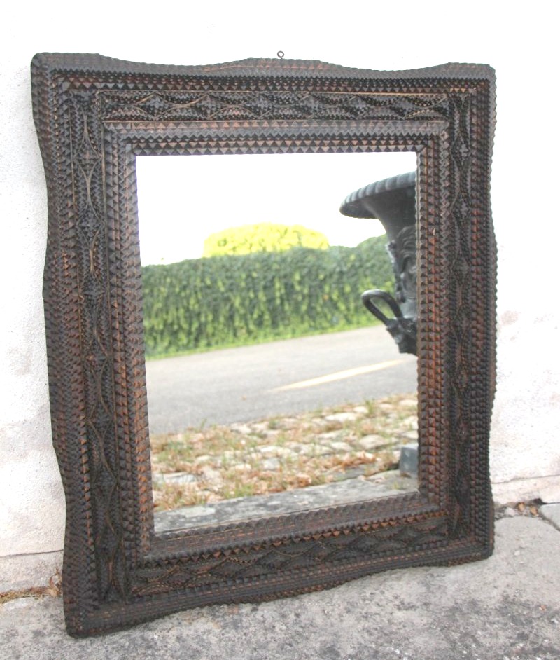 19th-century Tramp Art-style Mirror