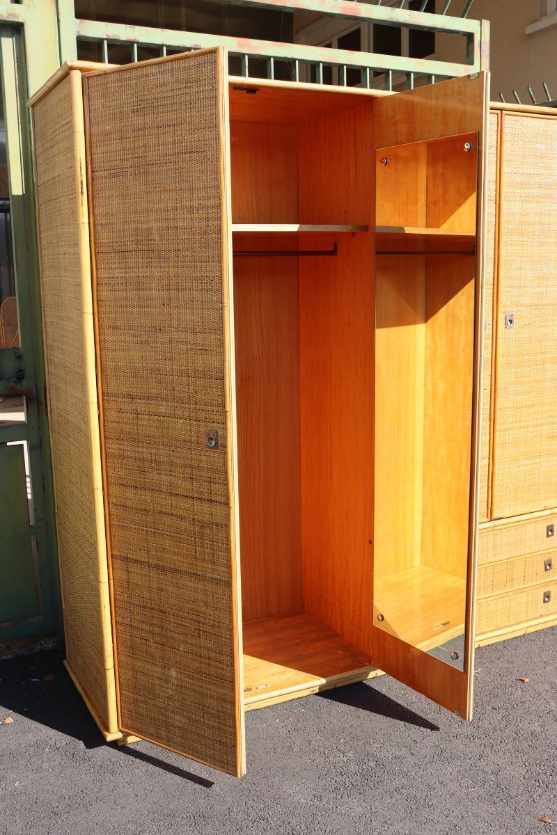 Large Rattan And Bamboo Wardrobe By Dal Vera, 1970s-photo-6