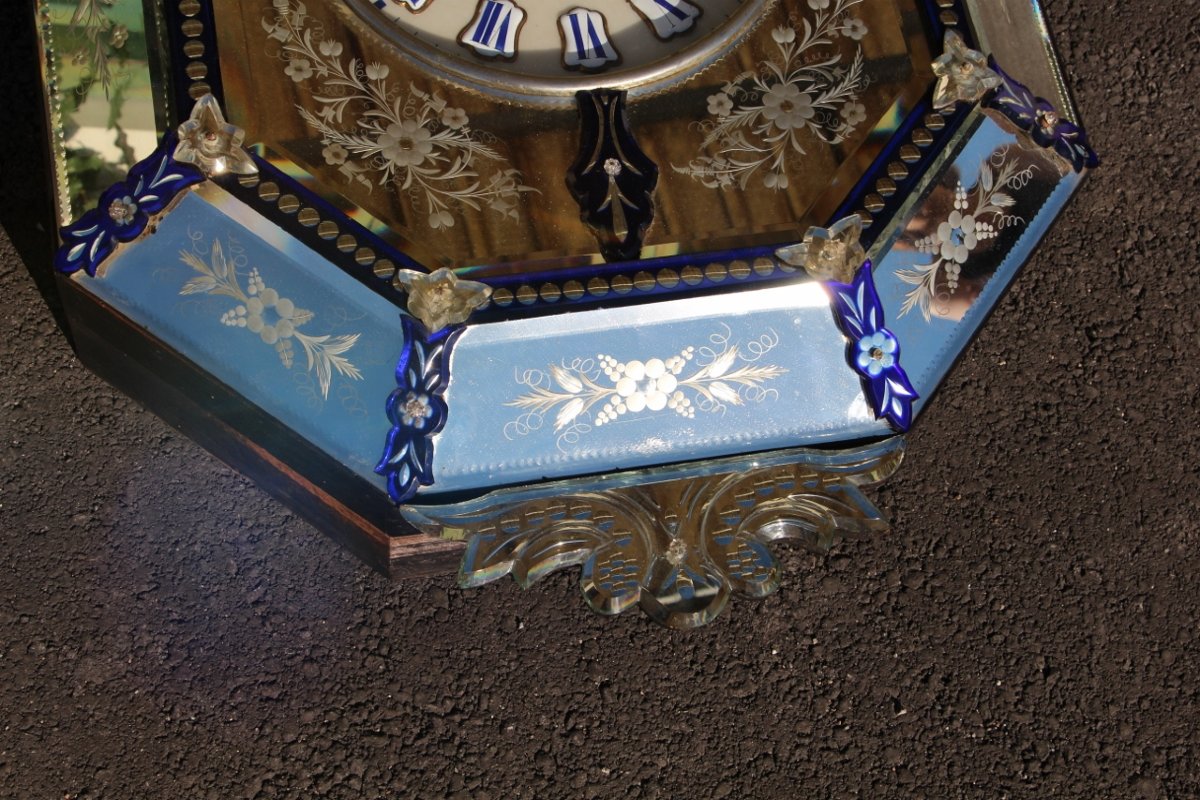 Grande Horloge Murale En Miroir De Venise Et Boite A Musique XIXème-photo-2
