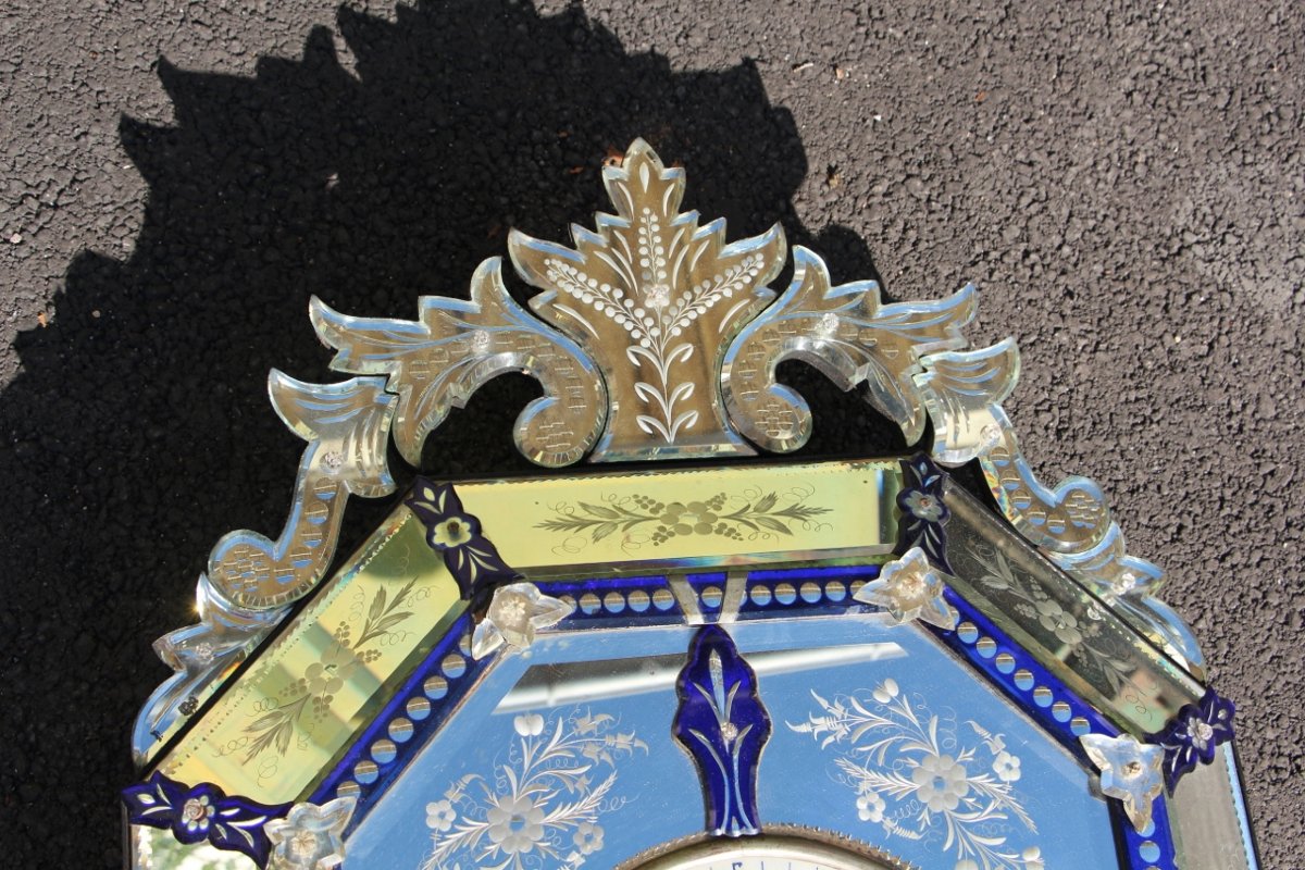 Grande Horloge Murale En Miroir De Venise Et Boite A Musique XIXème-photo-4