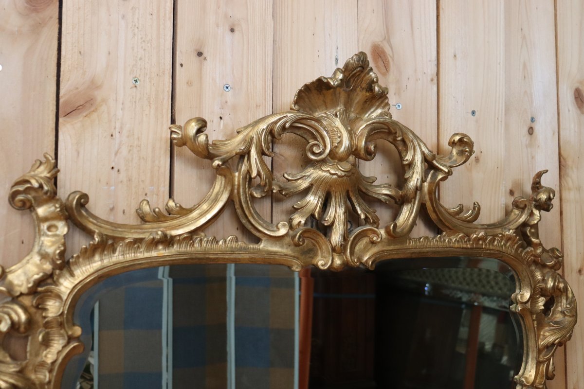 Regency-style Rocaille Gilded Mirror-photo-3