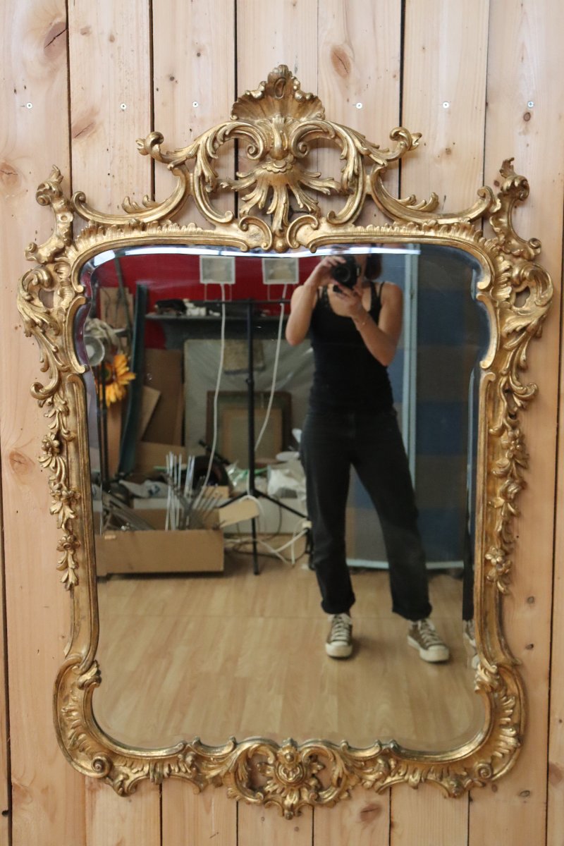 Regency-style Rocaille Gilded Mirror-photo-4