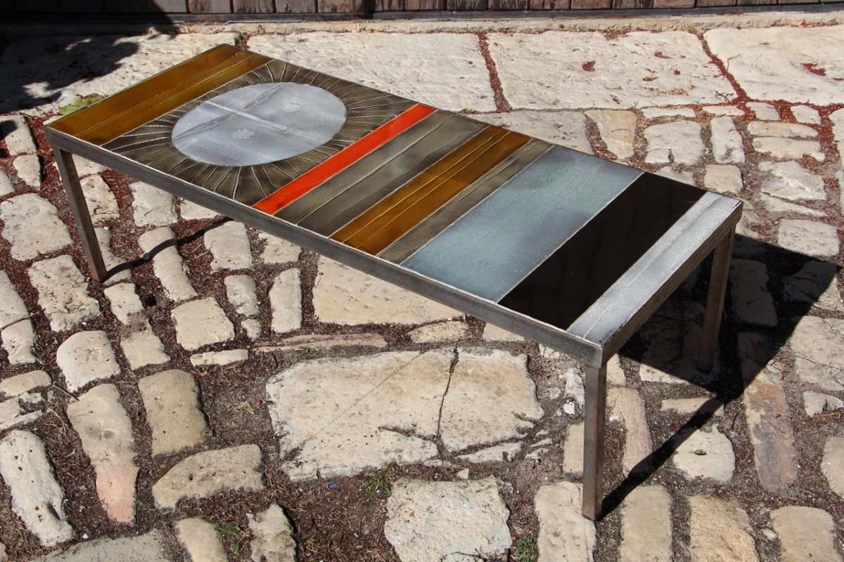 Table Basse En Céramique Modèle " Soleil " De Roger Capron -photo-2