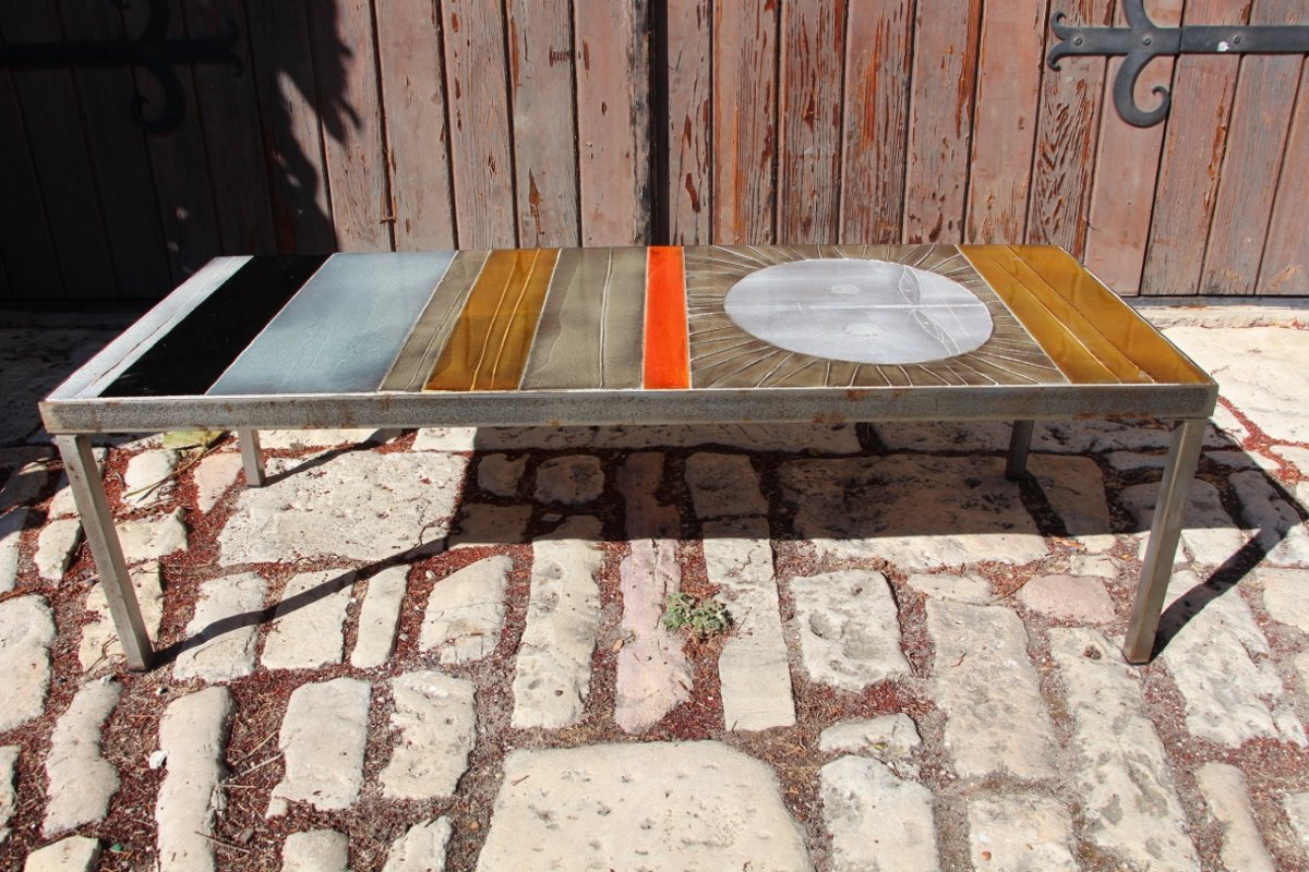Table Basse En Céramique Modèle " Soleil " De Roger Capron -photo-3