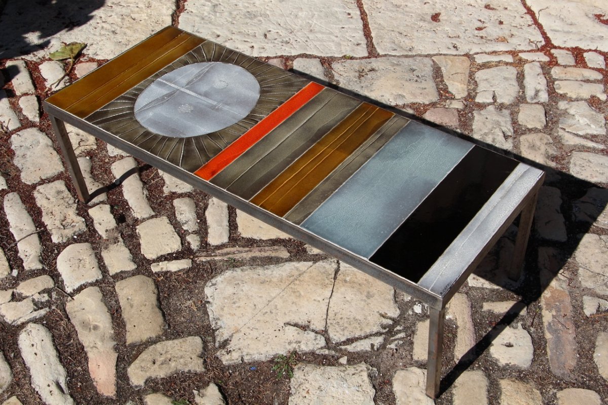 Table Basse En Céramique Modèle " Soleil " De Roger Capron 