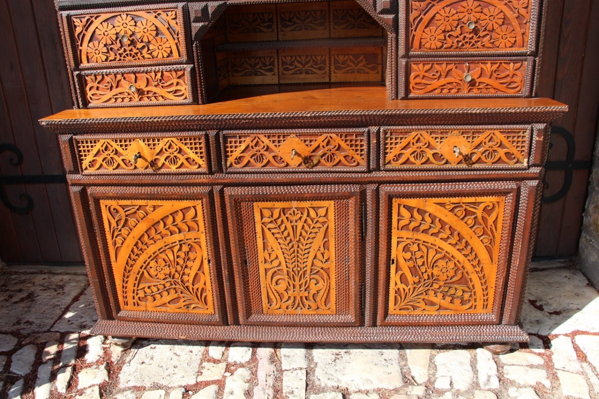 Two-part Sideboard In "tramp Art " Style -photo-2