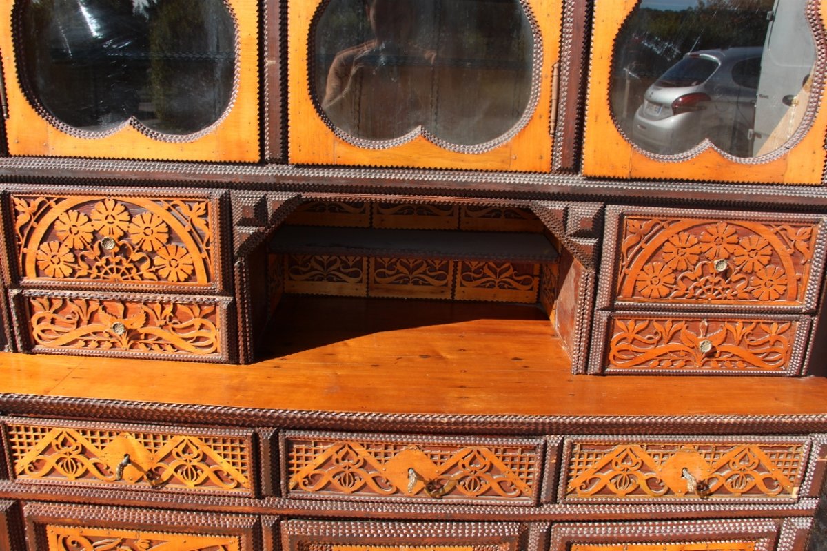 Two-part Sideboard In "tramp Art " Style -photo-3