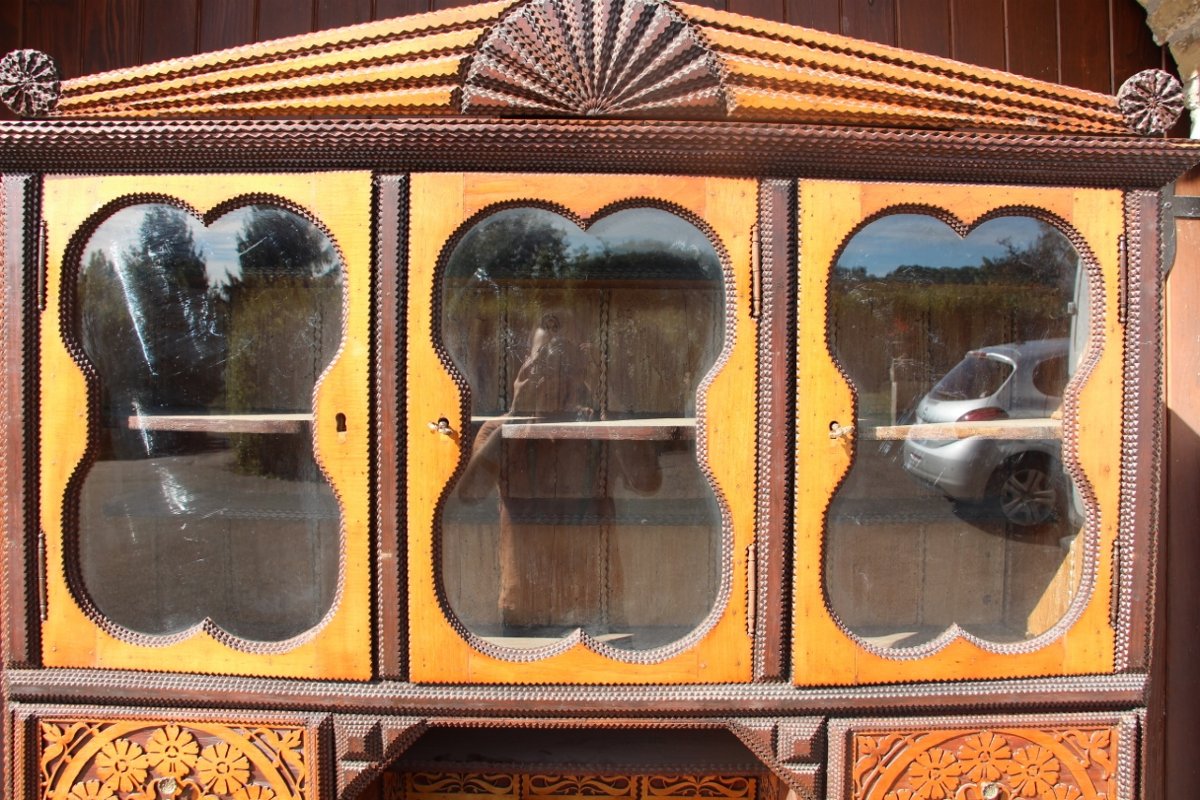 Two-part Sideboard In "tramp Art " Style -photo-4