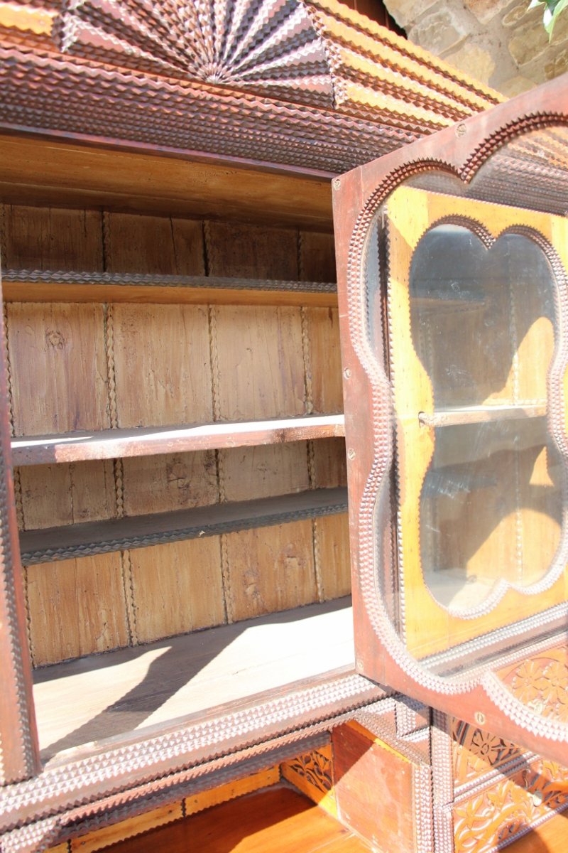Two-part Sideboard In "tramp Art " Style -photo-2