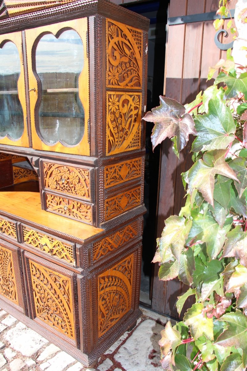 Two-part Sideboard In "tramp Art " Style -photo-3